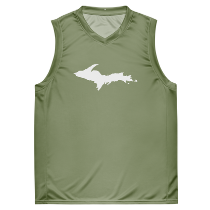 Michigan Upper Peninsula Basketball Jersey (w/ UP Outline) | Unisex - Beachgrass Green