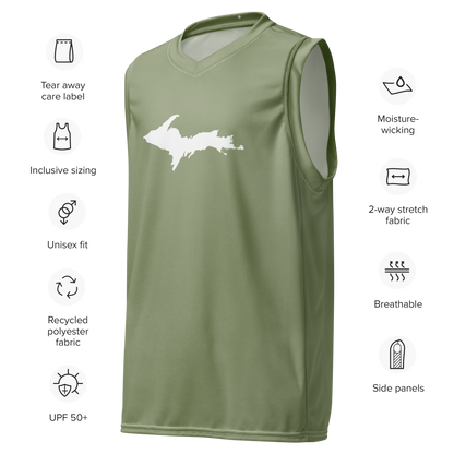 Michigan Upper Peninsula Basketball Jersey (w/ UP Outline) | Unisex - Beachgrass Green