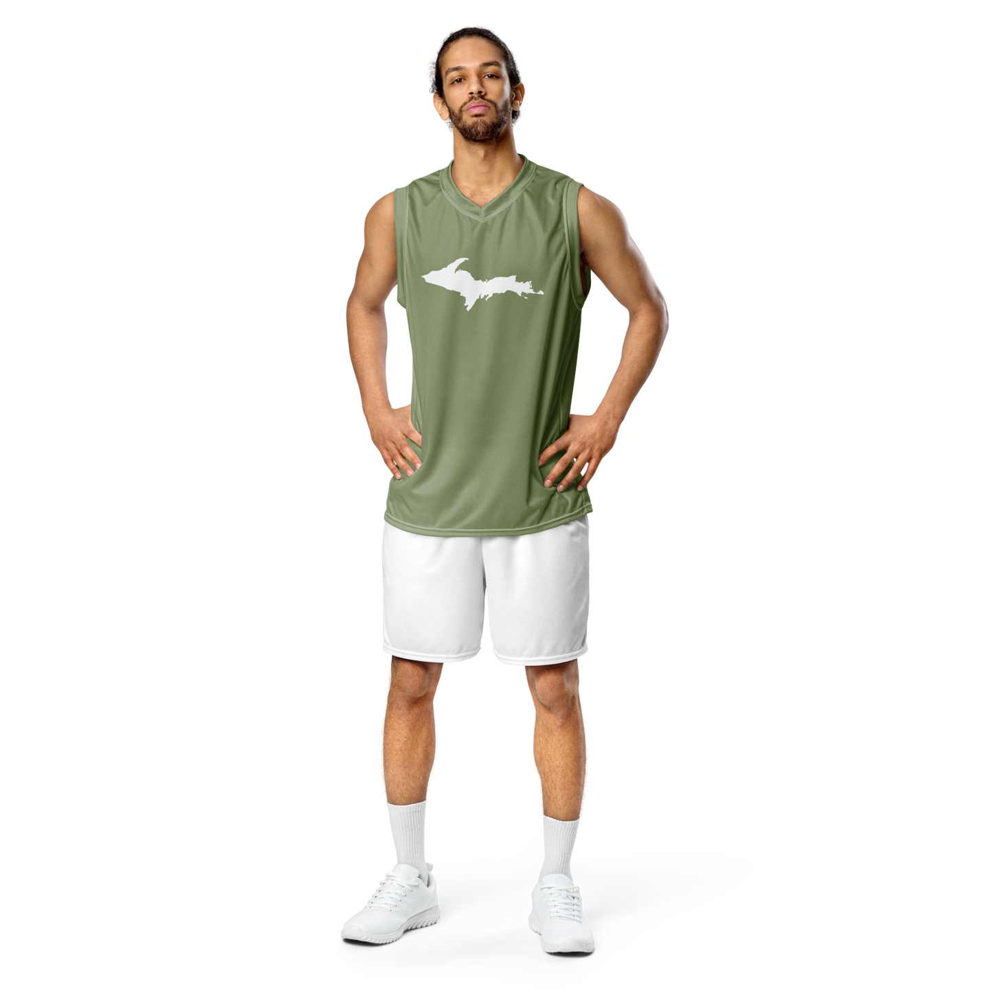 Michigan Upper Peninsula Basketball Jersey (w/ UP Outline) | Unisex - Beachgrass Green