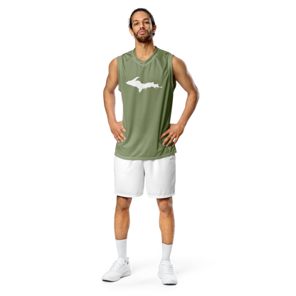 Michigan Upper Peninsula Basketball Jersey (w/ UP Outline) | Unisex - Beachgrass Green