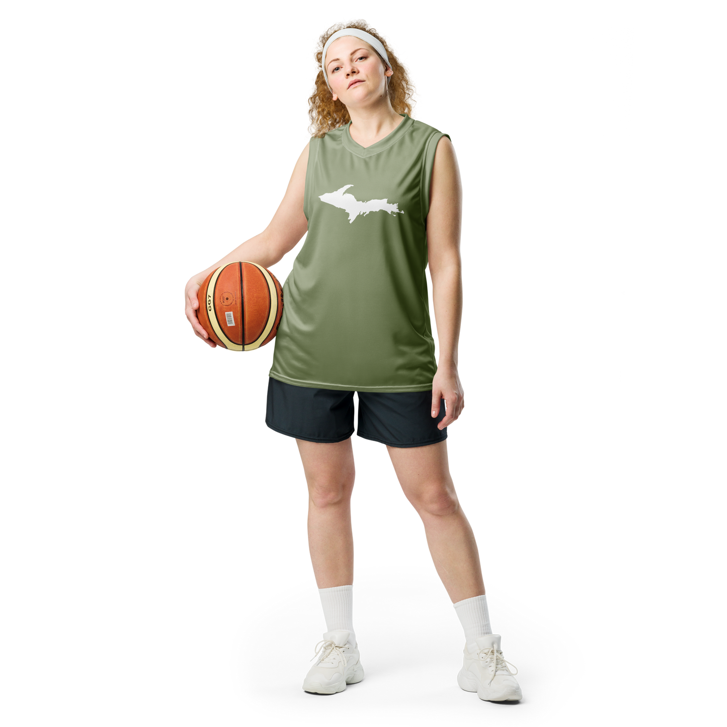 Michigan Upper Peninsula Basketball Jersey (w/ UP Outline) | Unisex - Beachgrass Green