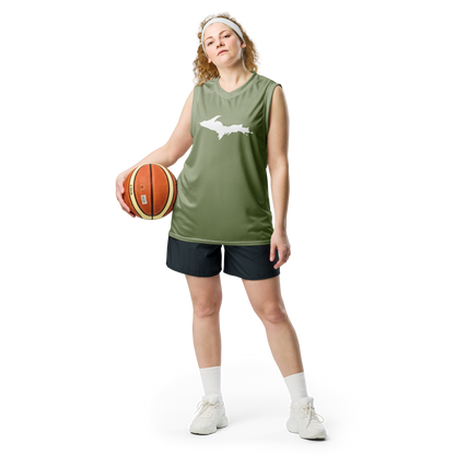 Michigan Upper Peninsula Basketball Jersey (w/ UP Outline) | Unisex - Beachgrass Green