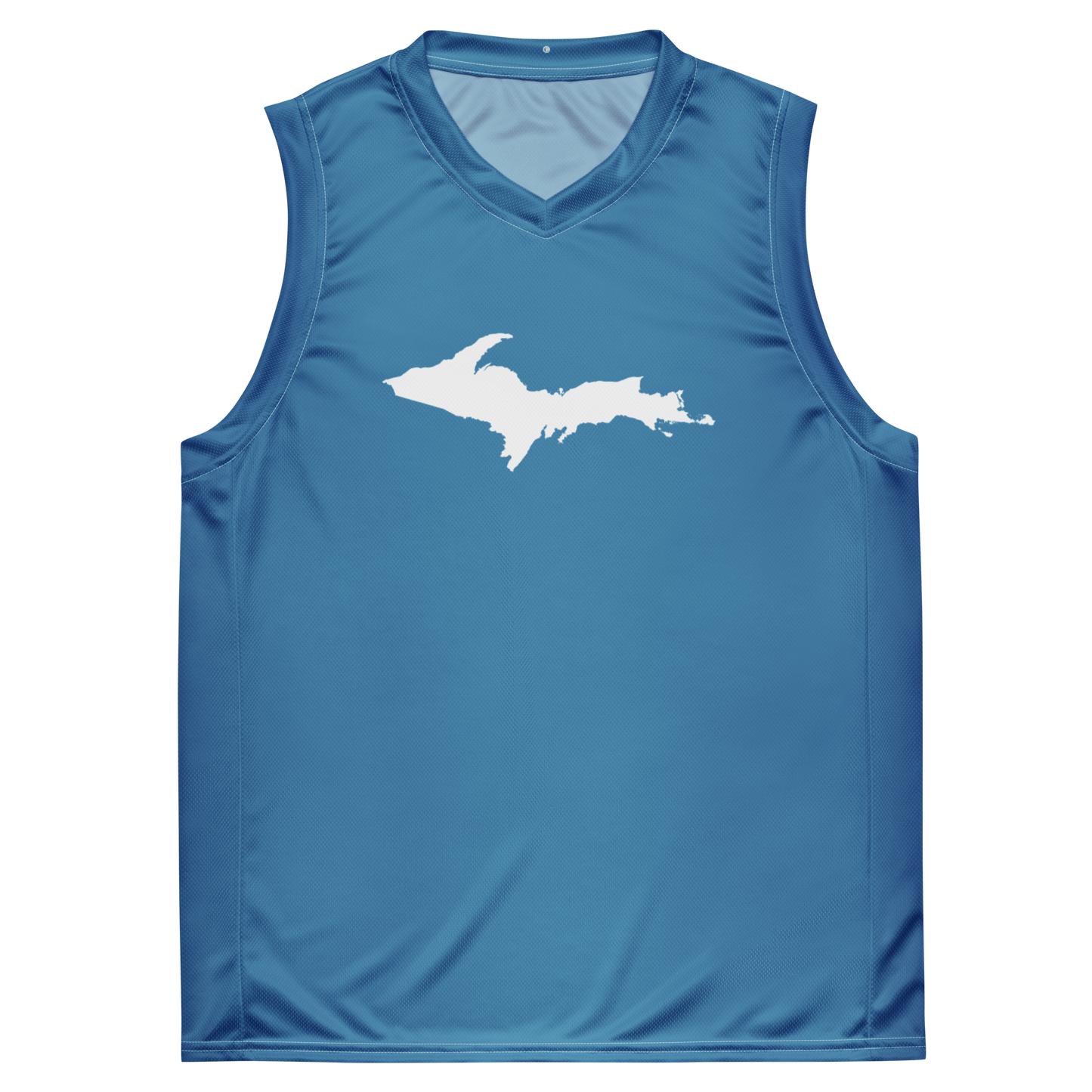 Michigan Upper Peninsula Basketball Jersey (w/ UP Outline) | Unisex - Lake Michigan Blue