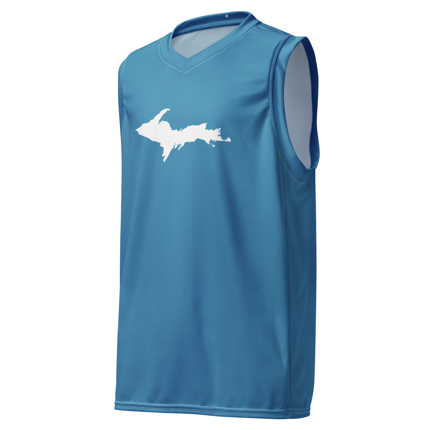 Michigan Upper Peninsula Basketball Jersey (w/ UP Outline) | Unisex - Lake Michigan Blue