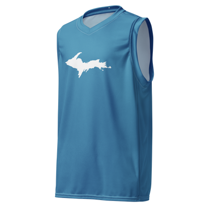 Michigan Upper Peninsula Basketball Jersey (w/ UP Outline) | Unisex - Lake Michigan Blue