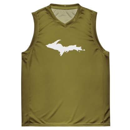 Michigan Upper Peninsula Basketball Jersey (w/ UP Outline) | Unisex - Scrub Gold