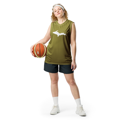 Michigan Upper Peninsula Basketball Jersey (w/ UP Outline) | Unisex - Scrub Gold