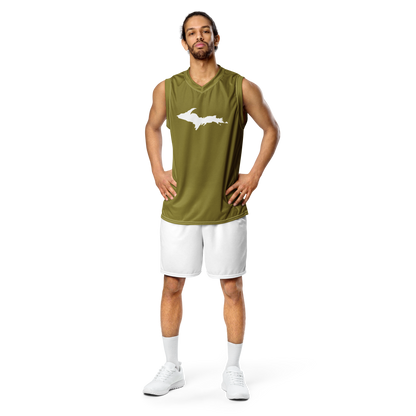 Michigan Upper Peninsula Basketball Jersey (w/ UP Outline) | Unisex - Scrub Gold