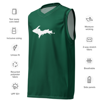 Michigan Upper Peninsula Basketball Jersey (w/ UP Outline) | Unisex - Superior Green