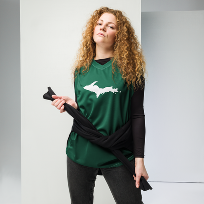 Michigan Upper Peninsula Basketball Jersey (w/ UP Outline) | Unisex - Superior Green