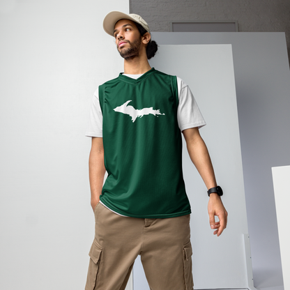 Michigan Upper Peninsula Basketball Jersey (w/ UP Outline) | Unisex - Superior Green