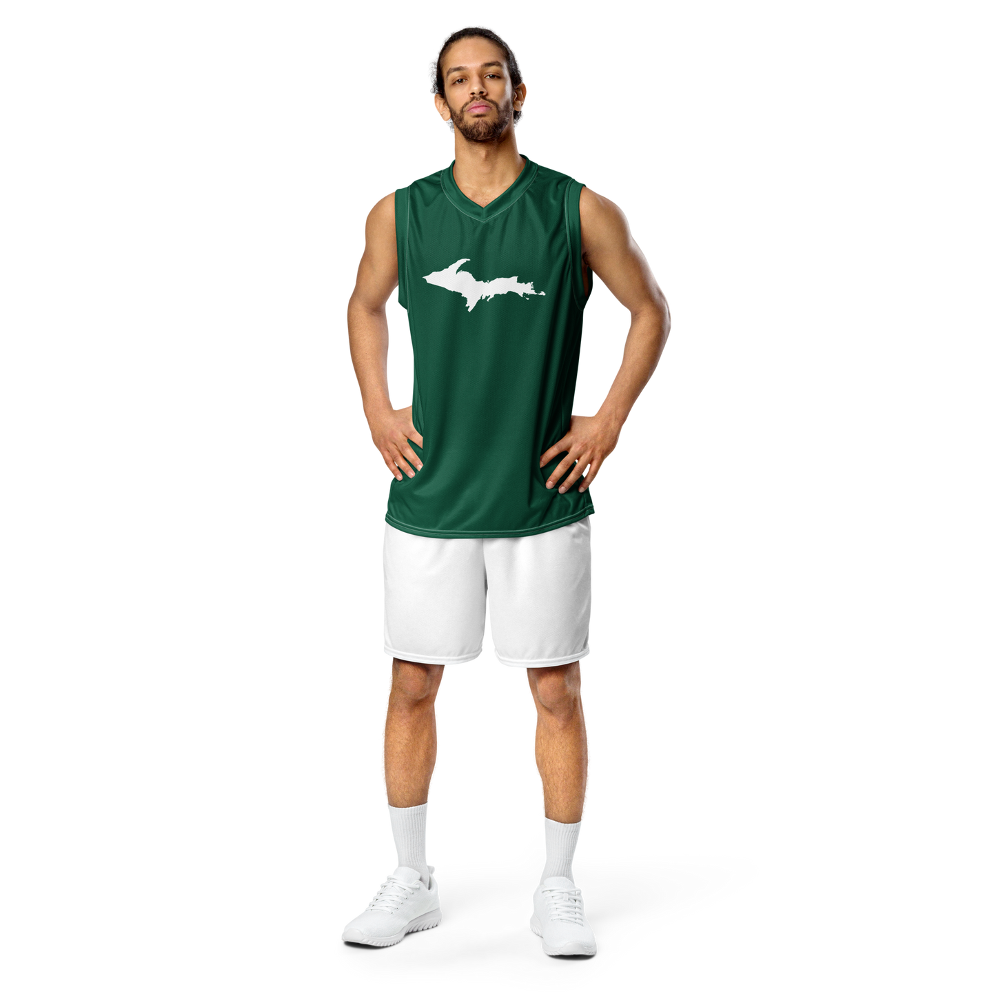 Michigan Upper Peninsula Basketball Jersey (w/ UP Outline) | Unisex - Superior Green