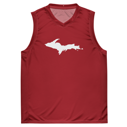 Michigan Upper Peninsula Basketball Jersey (w/ UP Outline) | Unisex - Thibleberry Red