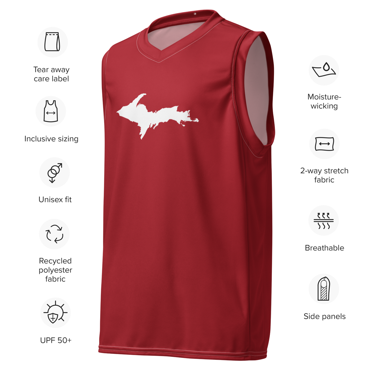 Michigan Upper Peninsula Basketball Jersey (w/ UP Outline) | Unisex - Thibleberry Red