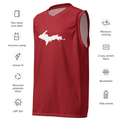 Michigan Upper Peninsula Basketball Jersey (w/ UP Outline) | Unisex - Thibleberry Red