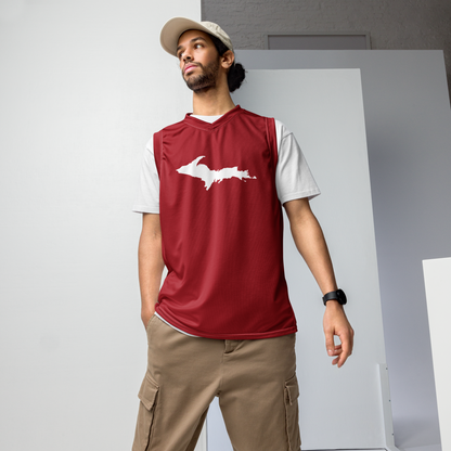 Michigan Upper Peninsula Basketball Jersey (w/ UP Outline) | Unisex - Thibleberry Red