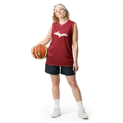 Michigan Upper Peninsula Basketball Jersey (w/ UP Outline) | Unisex - Thibleberry Red