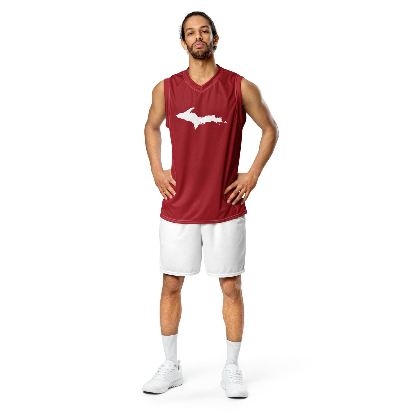 Michigan Upper Peninsula Basketball Jersey (w/ UP Outline) | Unisex - Thibleberry Red