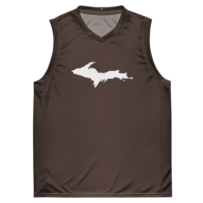 Michigan Upper Peninsula Basketball Jersey (w/ UP Outline) | Unisex - Hickory Color