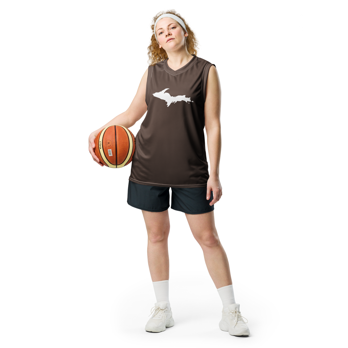 Michigan Upper Peninsula Basketball Jersey (w/ UP Outline) | Unisex - Hickory Color