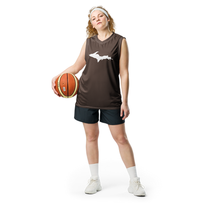 Michigan Upper Peninsula Basketball Jersey (w/ UP Outline) | Unisex - Hickory Color