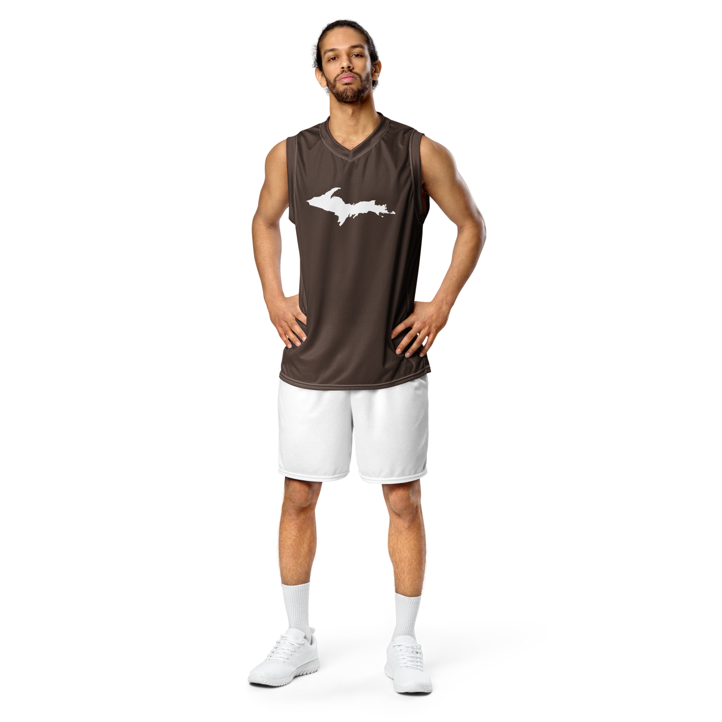 Michigan Upper Peninsula Basketball Jersey (w/ UP Outline) | Unisex - Hickory Color