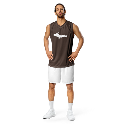 Michigan Upper Peninsula Basketball Jersey (w/ UP Outline) | Unisex - Hickory Color