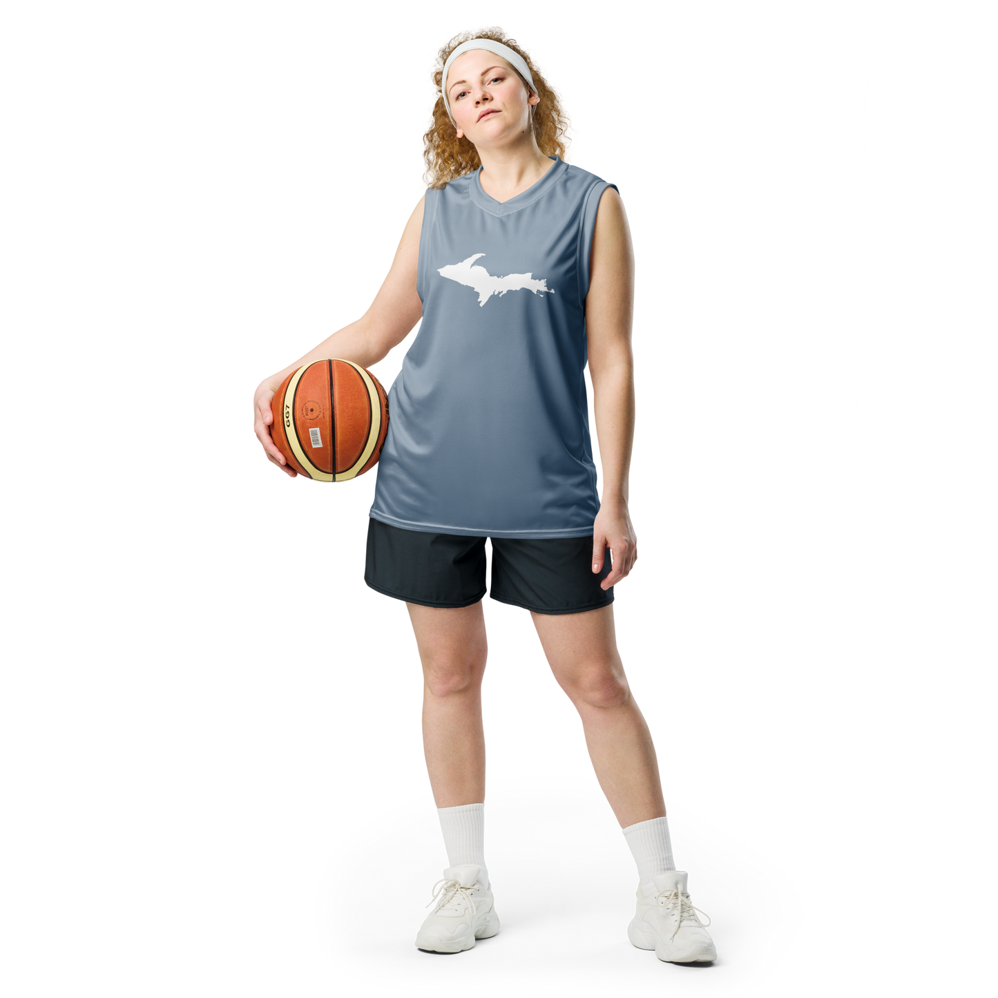 Michigan Upper Peninsula Basketball Jersey (w/ UP Outline) | Unisex - B-24 Grey