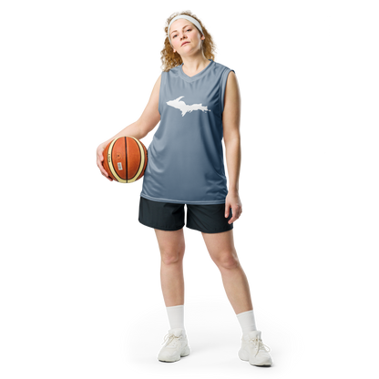 Michigan Upper Peninsula Basketball Jersey (w/ UP Outline) | Unisex - B-24 Grey