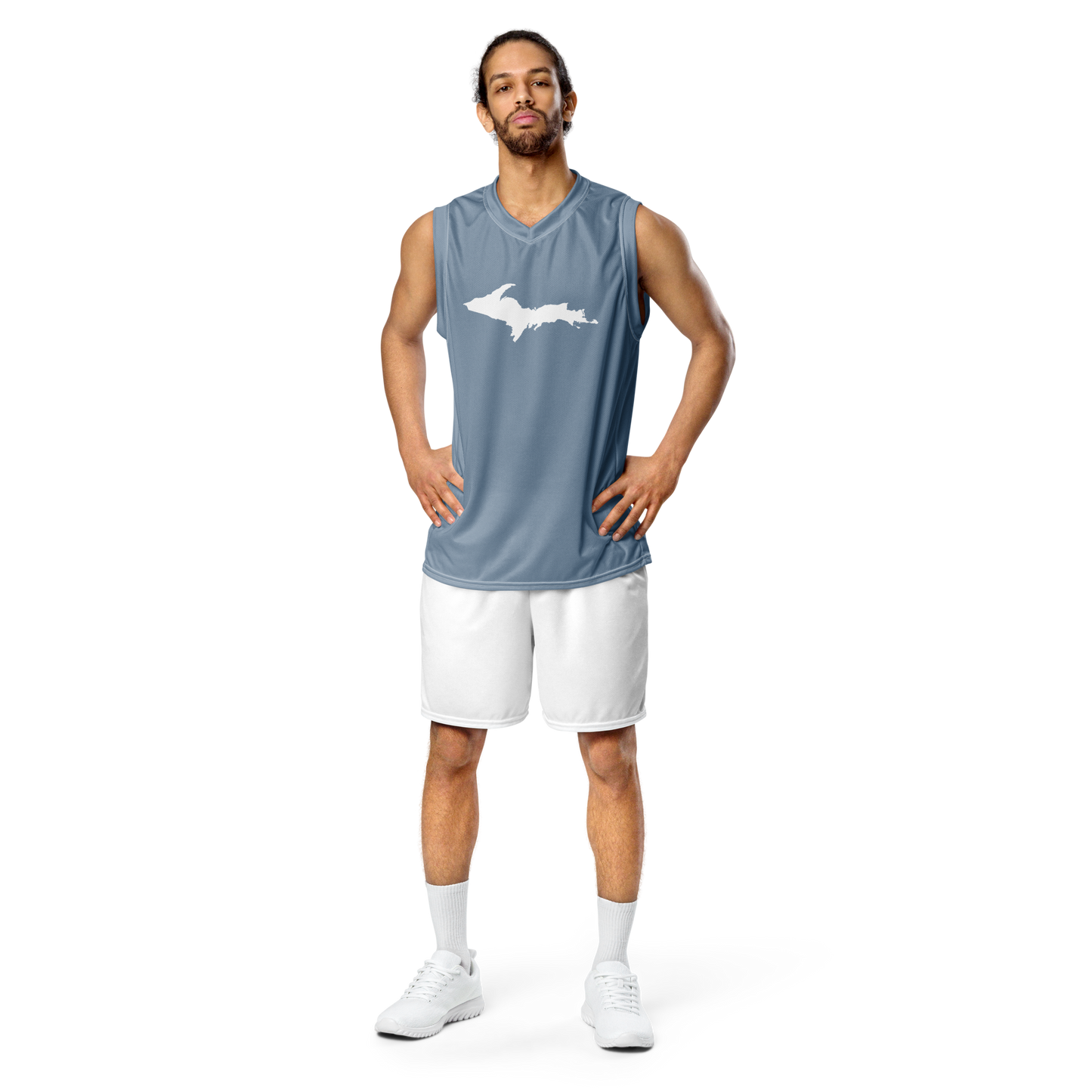 Michigan Upper Peninsula Basketball Jersey (w/ UP Outline) | Unisex - B-24 Grey