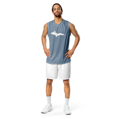 Michigan Upper Peninsula Basketball Jersey (w/ UP Outline) | Unisex - B-24 Grey