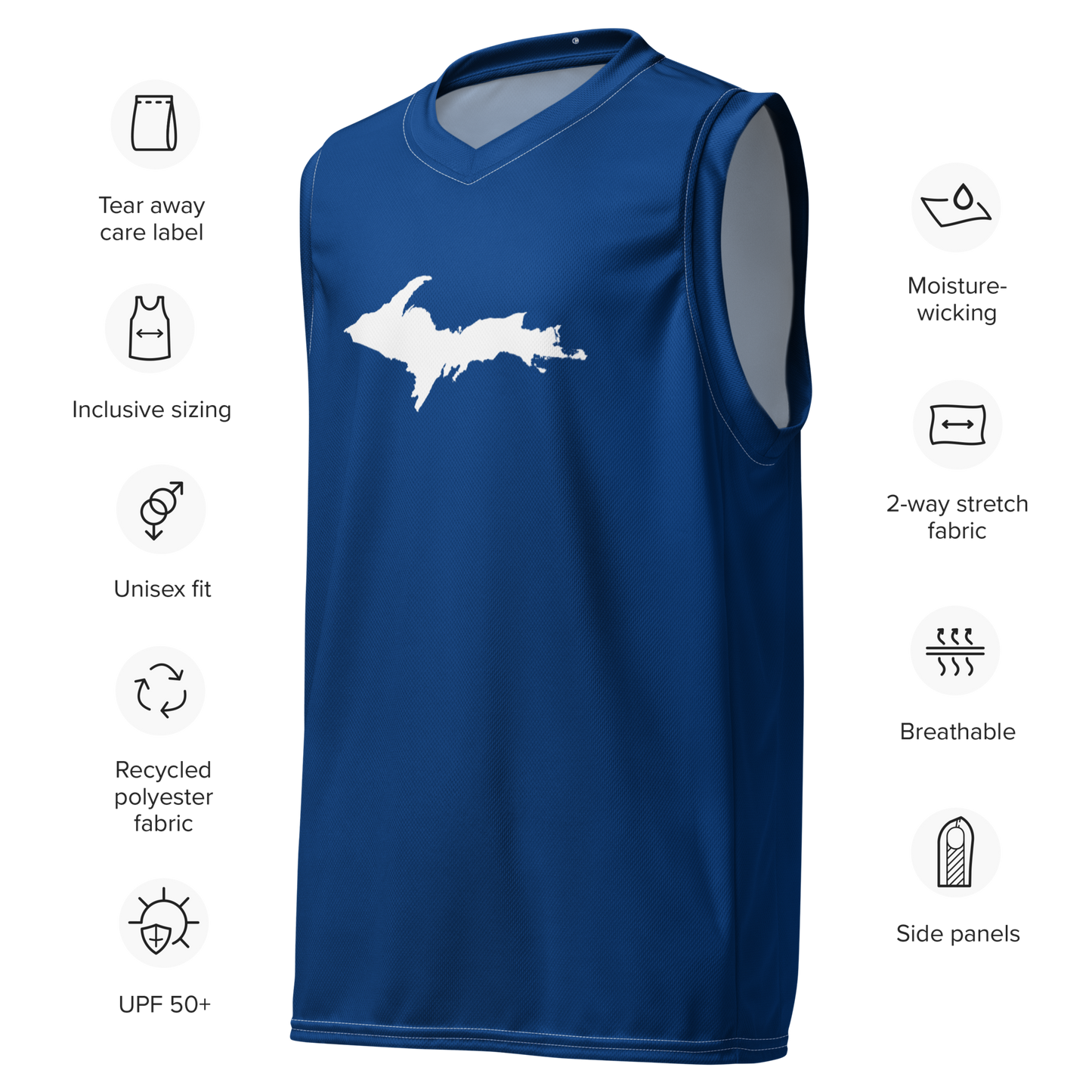 Michigan Upper Peninsula Basketball Jersey (w/ UP Outline) | Unisex - Dearborn Blue