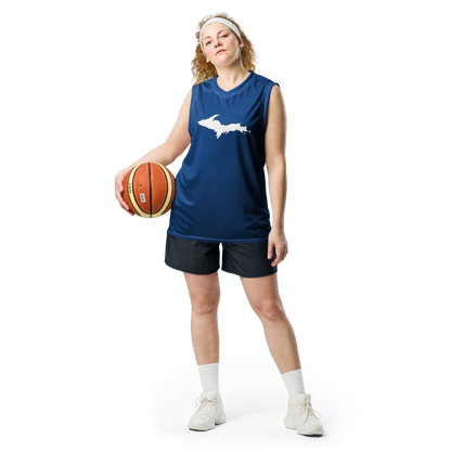 Michigan Upper Peninsula Basketball Jersey (w/ UP Outline) | Unisex - Dearborn Blue