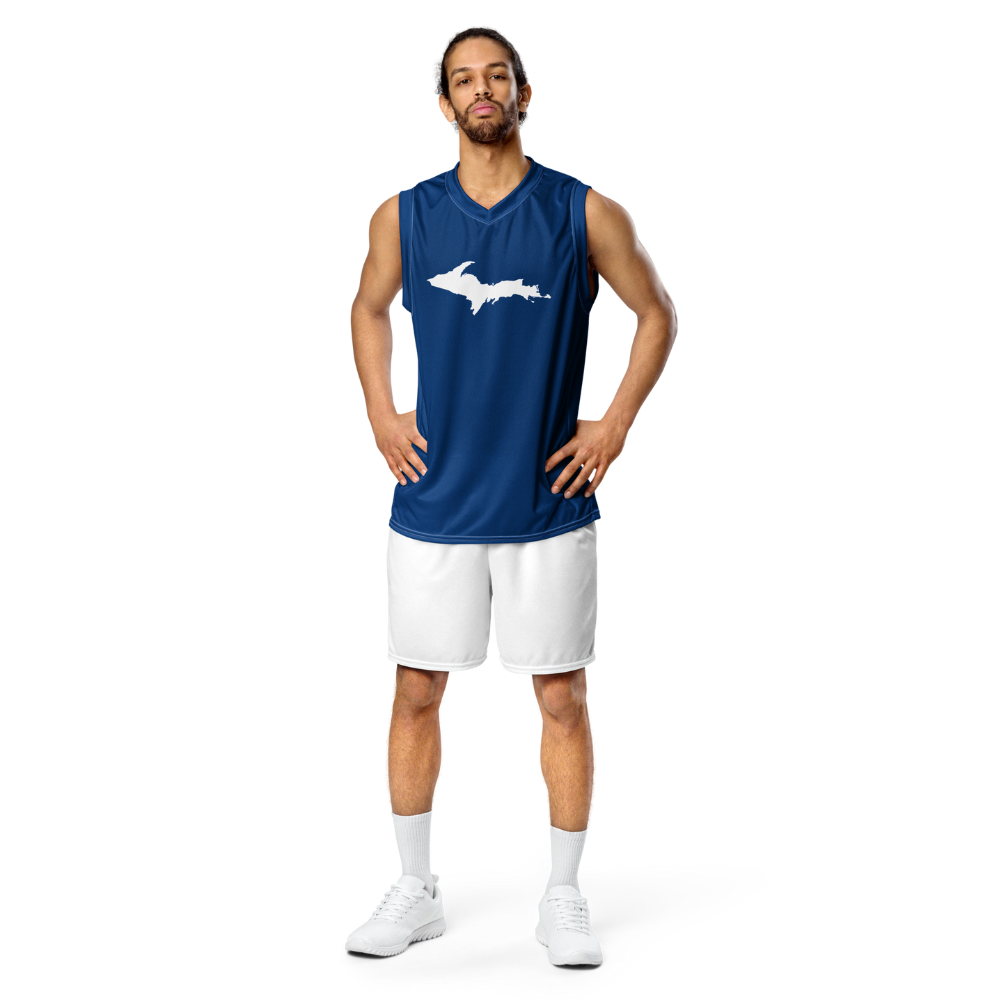 Michigan Upper Peninsula Basketball Jersey (w/ UP Outline) | Unisex - Dearborn Blue