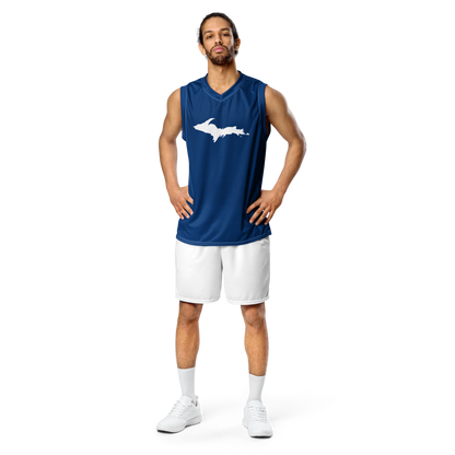 Michigan Upper Peninsula Basketball Jersey (w/ UP Outline) | Unisex - Dearborn Blue