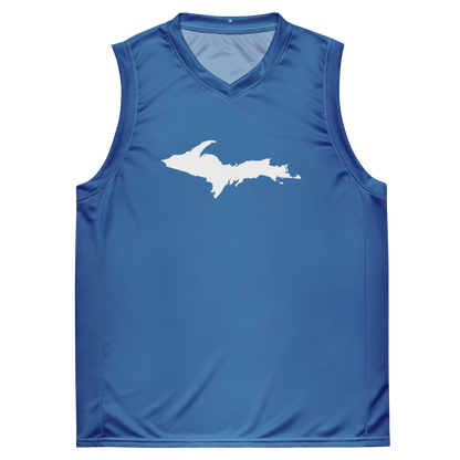 Michigan Upper Peninsula Basketball Jersey (w/ UP Outline) | Unisex - Lake Superior Blue