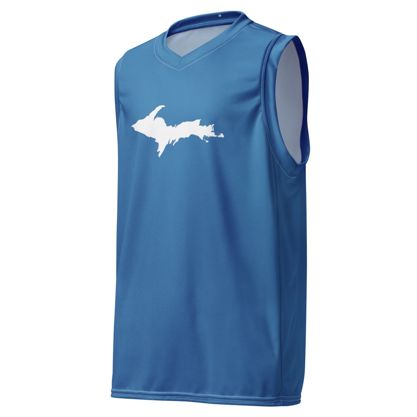 Michigan Upper Peninsula Basketball Jersey (w/ UP Outline) | Unisex - Lake Superior Blue