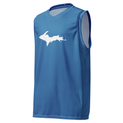 Michigan Upper Peninsula Basketball Jersey (w/ UP Outline) | Unisex - Lake Superior Blue