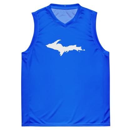 Michigan Upper Peninsula Basketball Jersey (w/ UP Outline) | Unisex - Motor Town Blue