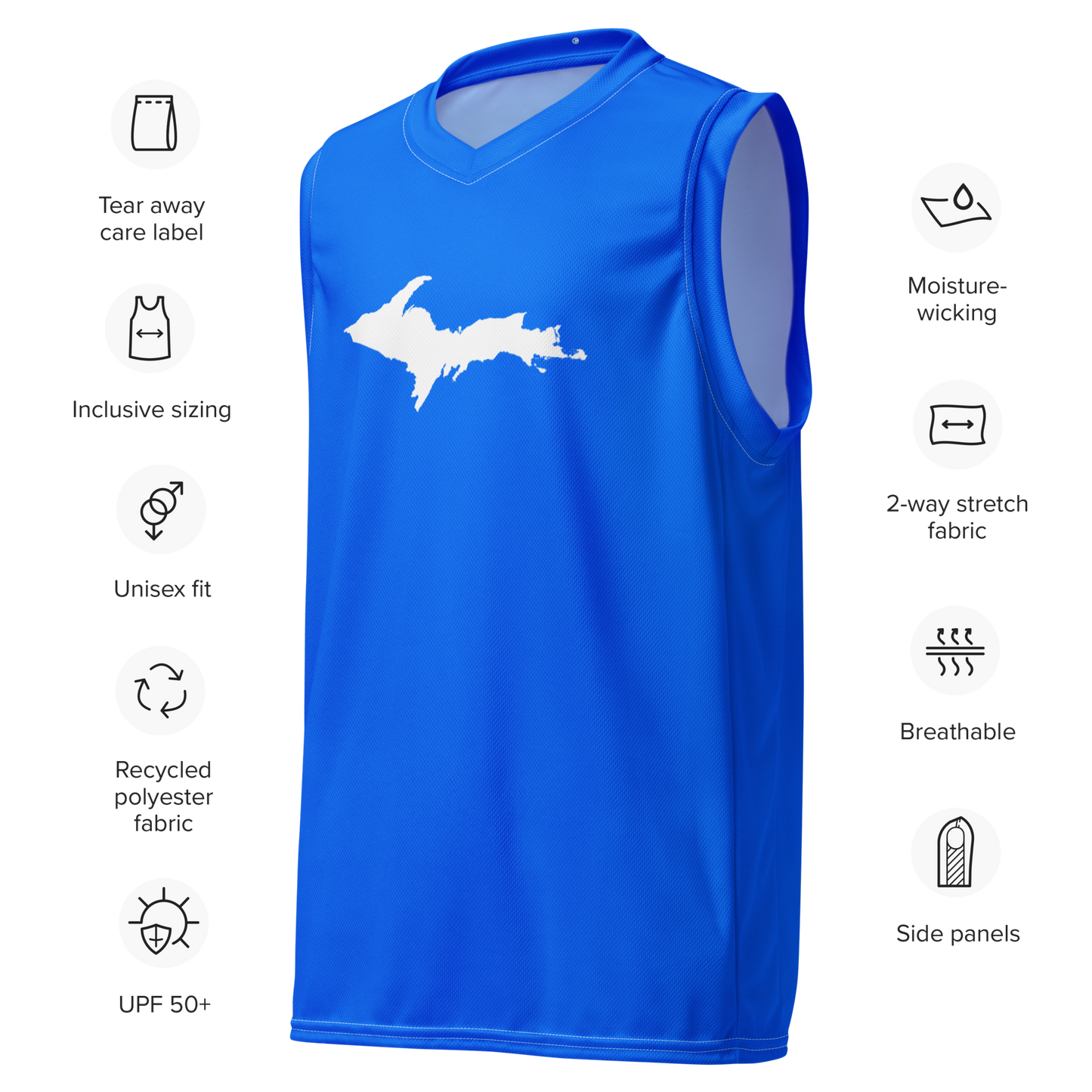 Michigan Upper Peninsula Basketball Jersey (w/ UP Outline) | Unisex - Motor Town Blue