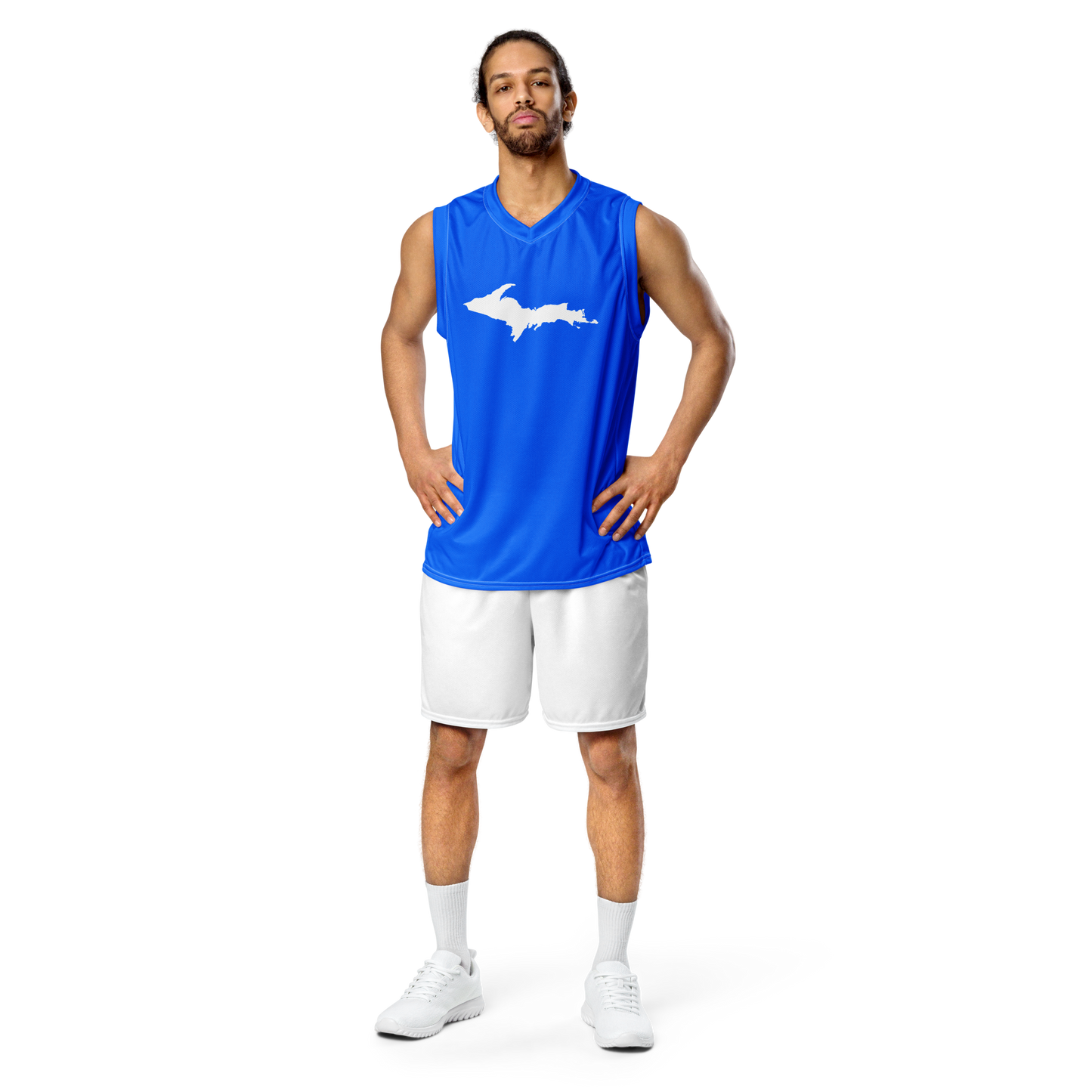 Michigan Upper Peninsula Basketball Jersey (w/ UP Outline) | Unisex - Motor Town Blue