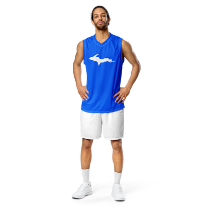 Michigan Upper Peninsula Basketball Jersey (w/ UP Outline) | Unisex - Motor Town Blue