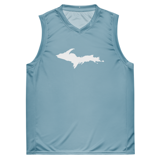 Michigan Upper Peninsula Basketball Jersey (w/ UP Outline) | Unisex - Opal Blue