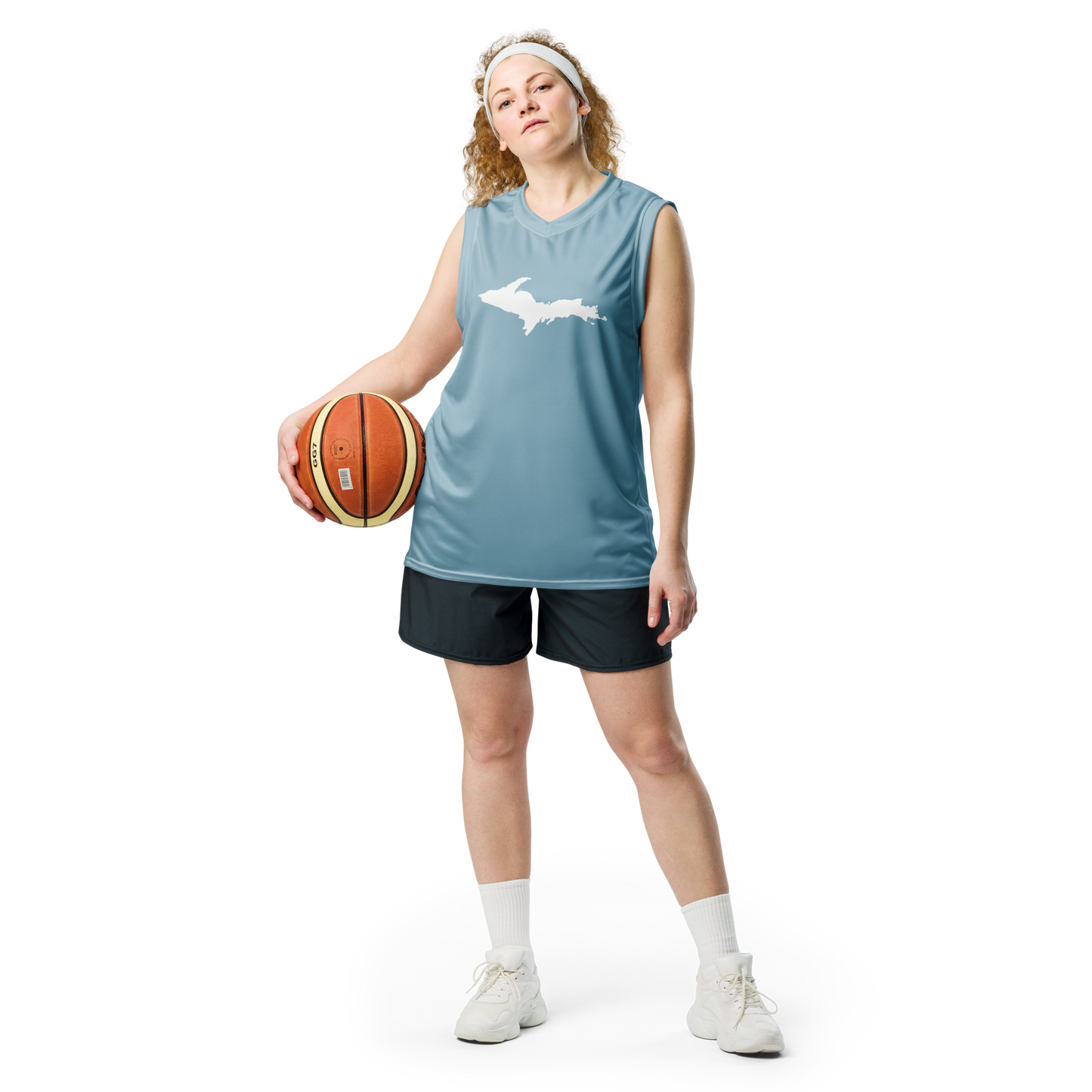 Michigan Upper Peninsula Basketball Jersey (w/ UP Outline) | Unisex - Opal Blue