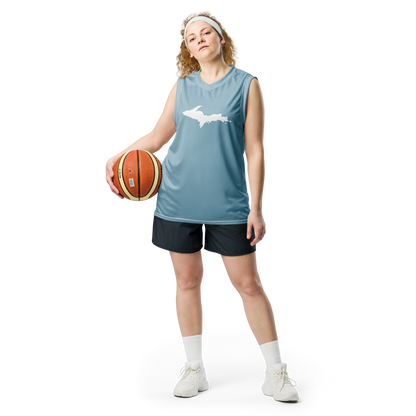 Michigan Upper Peninsula Basketball Jersey (w/ UP Outline) | Unisex - Opal Blue