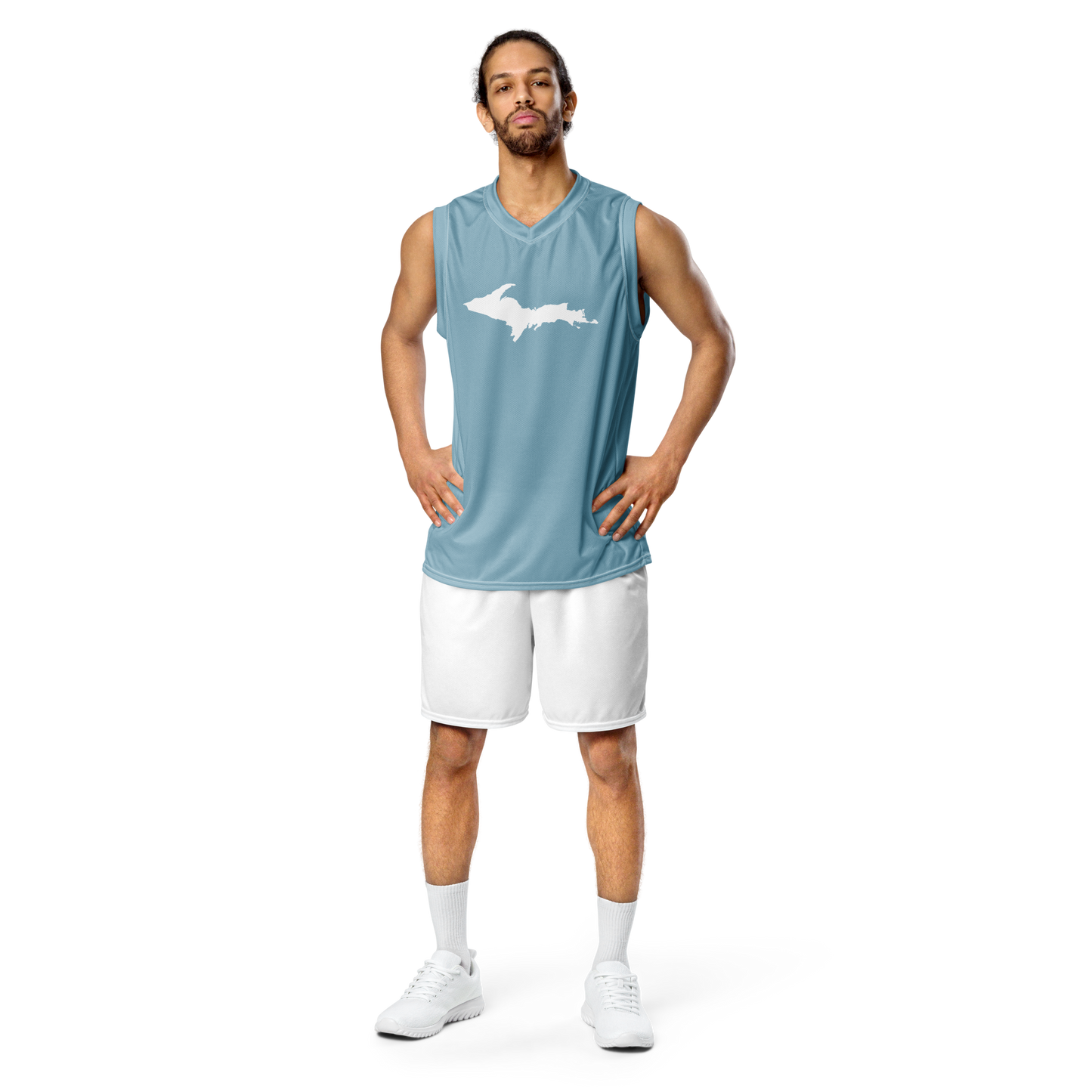 Michigan Upper Peninsula Basketball Jersey (w/ UP Outline) | Unisex - Opal Blue