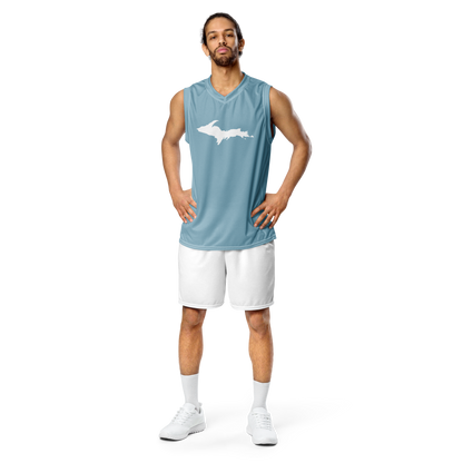 Michigan Upper Peninsula Basketball Jersey (w/ UP Outline) | Unisex - Opal Blue