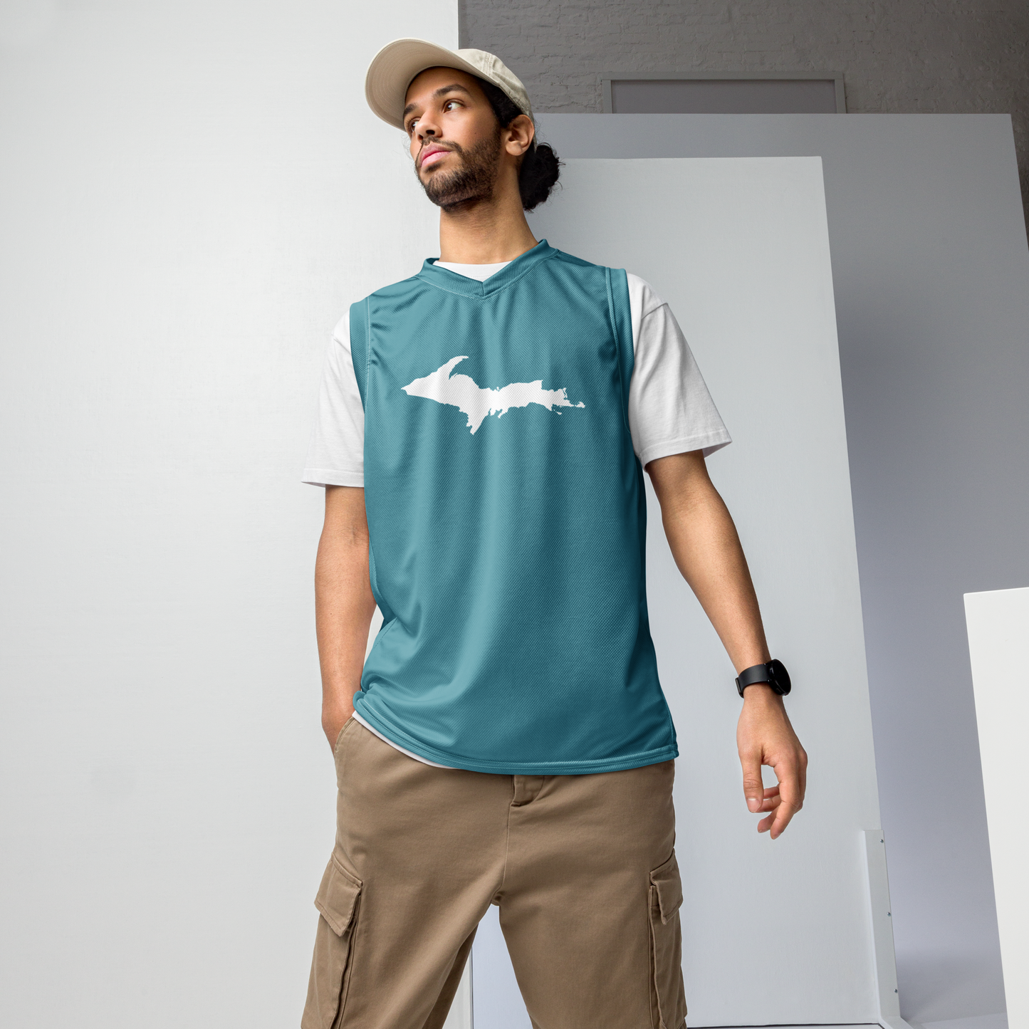 Michigan Upper Peninsula Basketball Jersey (w/ UP Outline) | Unisex - Lake Huron