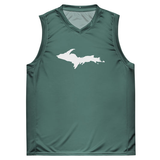 Michigan Upper Peninsula Basketball Jersey (w/ UP Outline) | Unisex - Copper Green