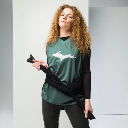 Michigan Upper Peninsula Basketball Jersey (w/ UP Outline) | Unisex - Copper Green